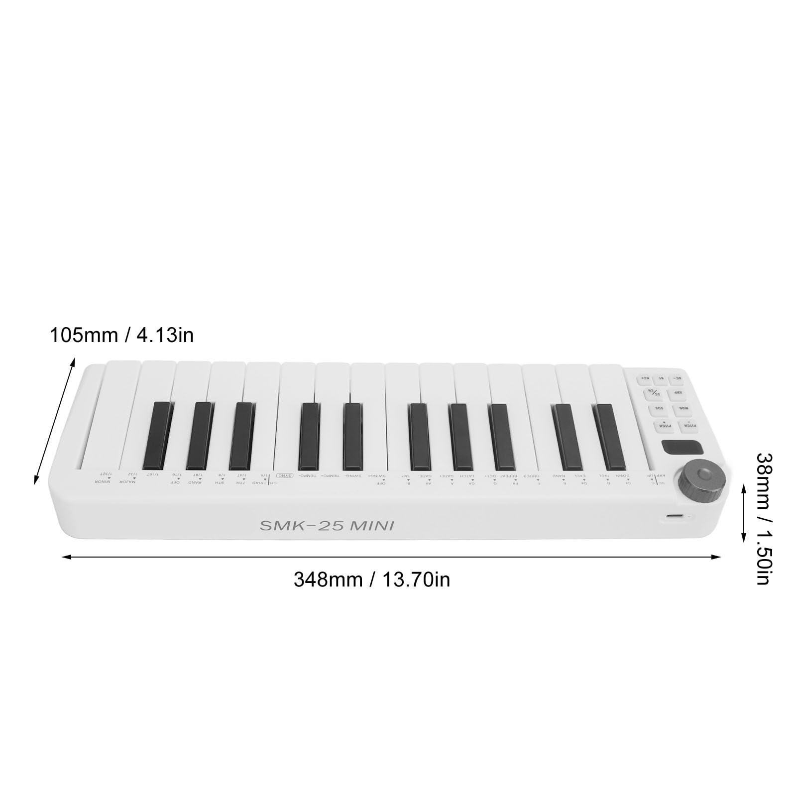 Controlador de Teclado MIDI, 25 Teclas Sensibles Conexión Inalámbrica Controlador de Teclado MIDI Inteligente para Producción Musical