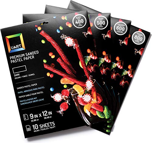 UART Premium Sanded Dark Pastel Art Pads for Pastels, Pencils & Charcoal, 9\" x 12\", Grit 800 (10 Sheets per Pad)