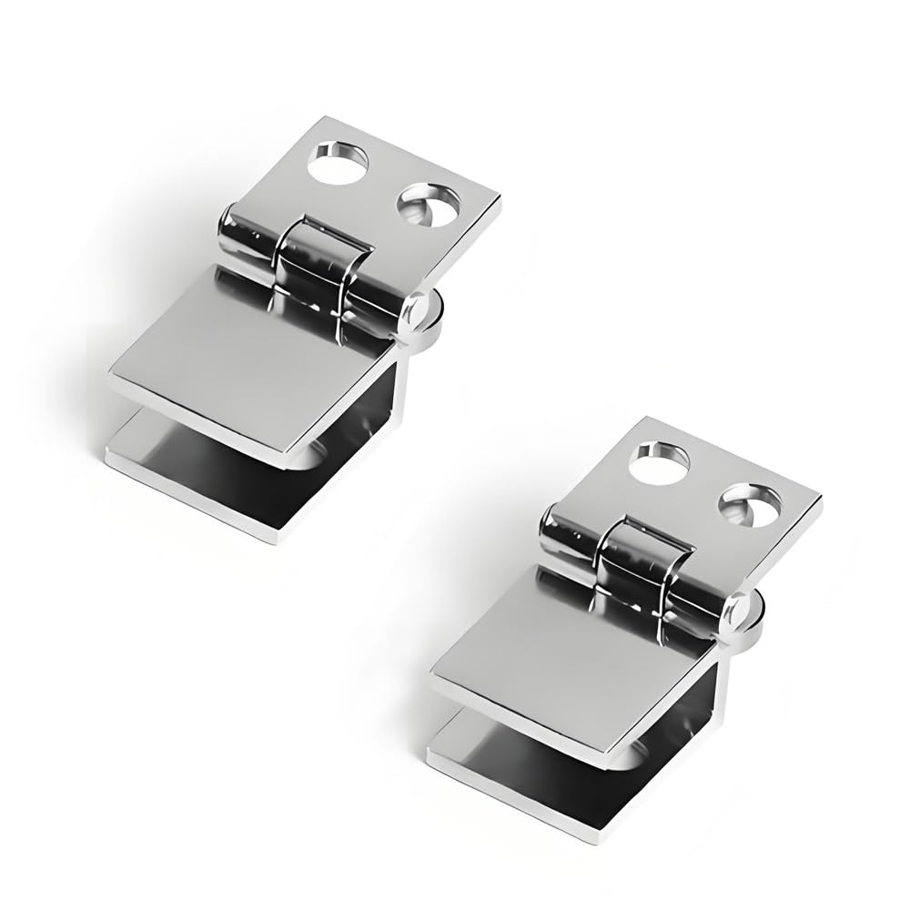 2 Pieces 0 Degree Glass Door Hinges Glass Clamp Hinge for Shower Door/Cabinet/Furniture Cupboard（for 5-8MM Glasses