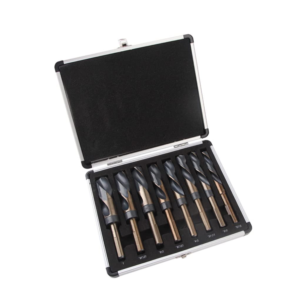 Set di 8 punte elicoidali per trapano da banco, 14-25,5 mm, per ferro, ottone, metallo, resistenza all'usura