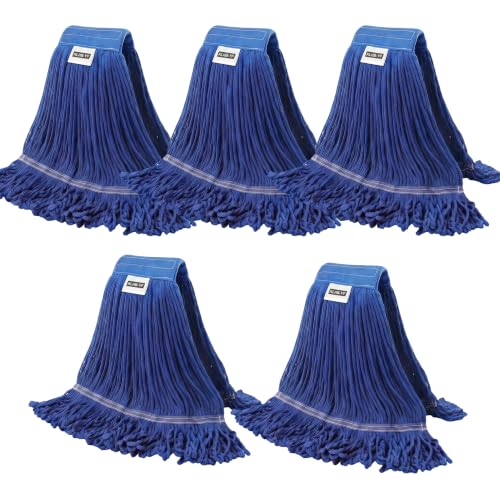 Image of Heavy Duty Wet Industrial Cleaning Mop Head - 21 oz Blue mop Head Replacement Cotton Washable Industrial mop Heads Heavy Duty for Commercial & Home Cleaning(Blue)