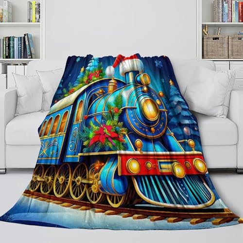 Couverture train à vapeur 3D plaid lit microfibre douce canapé 100x130cm - 5
