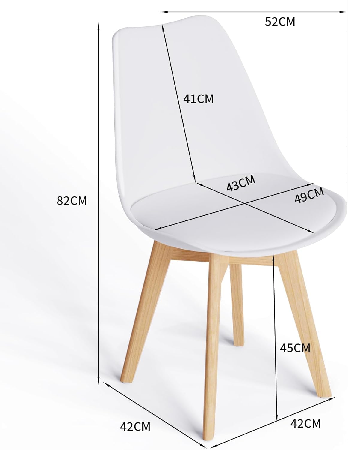 JIJIAN Set di 6 Sedie Per Sala da Pranzo, Sedia in stile nordica, Gambe in Legno Massello, Ideale per Sala da Pranzo, Soggiorno, Camera da Letto, Cucina, Sala Riunione, ecc