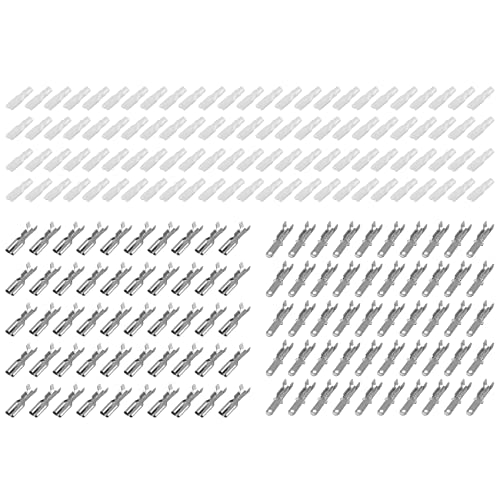 Lizusidtsy 200PCS Male/Female Spade Crimp Terminals Electrical Insulating Sleeve Wire Wrap Connector, 2.8MM, Silver, 500071574A1