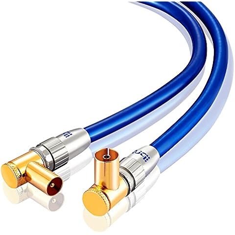 1m IBRA HDTV Antenna Cable TV Aerial Cable with 90 Degree Right Angled Connectors Premium Freeview Coaxial Cable 90° Angled Connectors: Coax Male to Female For UHV/UHF/RF DVB-T1/T2 Cover