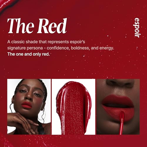 Image of Espoir Iconic Lip Stain The Red - Long Lasting Korean Lip Stain with Hydrating Hyaluronic Acid, High Pigment Red Lip Tint, Lightweight Transfer-Resistant Formula for Smooth, Defined Lips
