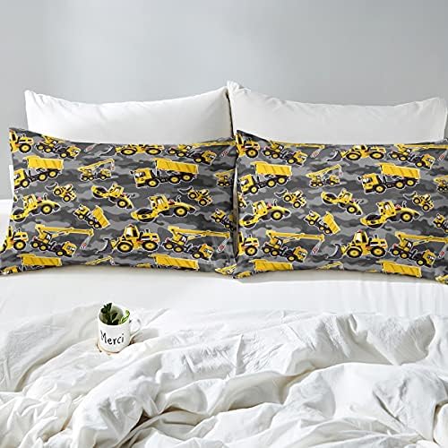 Kids Cartoon Excavator Fitted Sheet Vehicles Truck Car Bedding Set for Boys Toddler Machinery Bulldozer Bed Sheet Set Construction Site 1 Flat Sheet+ 1 Fitted Sheet+ 1 Pillowcase Room Decor Twin Size 3 518nPB5GojS. AC