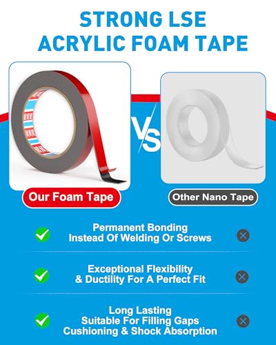 Image of EMITEVER Double Sided Tape Heavy Duty, Tesa Adhesive Mounting Tape Waterproof, 0.59IN x 15.4FT Strong Acrylic Foam Tape for Walls, Automotive, Home Office Decor