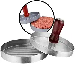 Forma Molde Modelador De Hambúrguer Gourmet Artesanal Caseiro 11,5cm, Prensa para Carne, Alumínio Resistente, Fácil de Limpar, Ideal para Churrasco e Lanches - NR SHOP