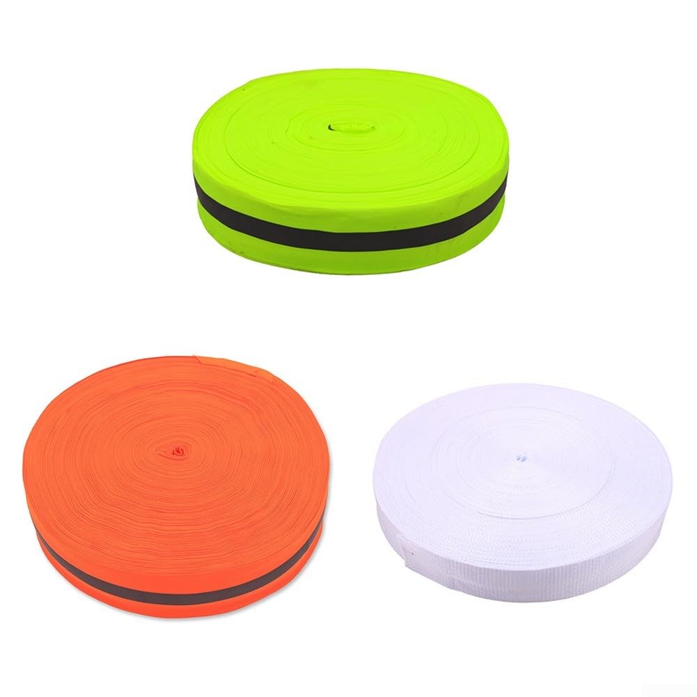 Ruban de finition en polyester avec bande réfléchissante, longueur de 90 cm, pour marquage de terrain de plage et de terrain de sport (blanc)