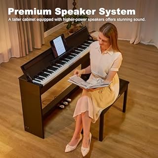 MUSTAR Digital Piano 88 Weighted Keys for Beginners, Full-Size 88 Key Piano Keyboard Semi Weighted, Electric Piano Keyboard 88 Keys with 3 Pedals, USB/MIDI, Wireless Connection (Black)