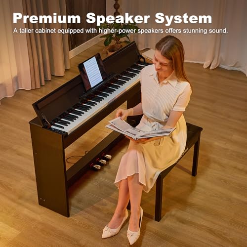 MUSTAR 88-Key Digital Piano with Weighted Keys & Pedals - Black - Image 3