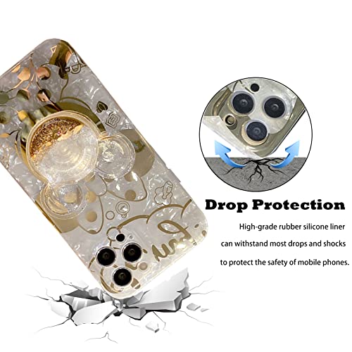 Hosiss Capa de desenho animado para iPhone 16 Pro Max de 6,7 polegadas com protetor de tela HD, com alça para celular de areia movediça TPU macio à prova de choque para meninas e mulheres Minnie