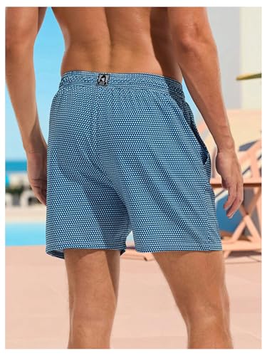 Floerns Men's Geo Print Swim Trunk with Compression Liner Quick Dry Beach Swim Shorts2