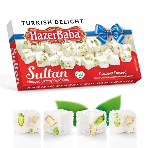 HazerBaba Coconut Dusted Turkish Delight Candy with Nuts, 16oz (Pack of 1) - image 1