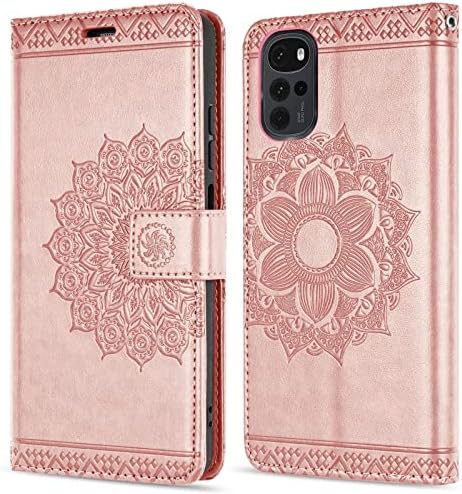 betterfon Motorola Moto G22 Case, Mobile Phone Case Moto G22 – Flip Case Protective Mobile Phone Case PU Leather – with [Card Slots] Compatible with Motorola Moto G22, Rose Gold