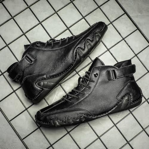 Men's Leather High-Top Sneakers Casual Ankle Boots for Comfort & Style Walking Shoes with Cushioned Latex Insole3