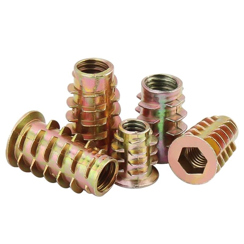 M4 M5 M6 M8 M10 Zinc Alloy Furniture Screws Embedded Nut Hex Thread Wood Inserts (200,M8 x 25mm)
