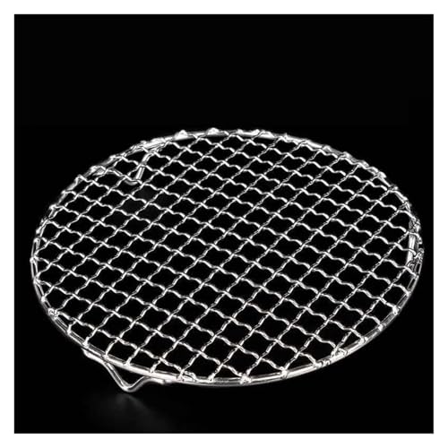 Thiened 304 Stainl Steel Barbecue Net Round Cerc Stove Roasting Cam Travel Gear BBQ Ill Mat(Square Length 25.5cm x Width 19cm [with feet])