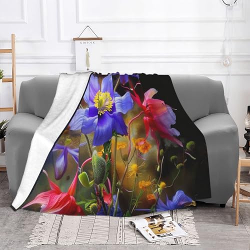 Couverture en flanelle douce jeté de canapé imprimé fleurs - 4