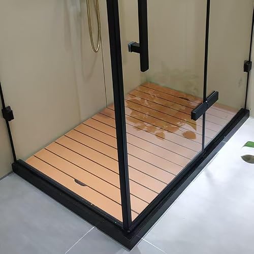 AEDNX Customizable Large Non Skid Teak Wooden Shower Mats, 44in 40in 36in 32in 28in 24in 20in Outdoor Shower Floor for Elderly/Spa, Heavy Duty Square Bath Mats(30x38in(76x97cm))