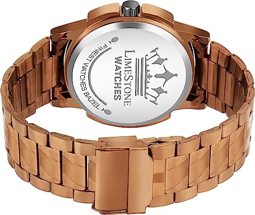 Image of LIMESTONE Day & Date Functioning Original Copper Plated HMTS Quartz Analog Watch - for Men