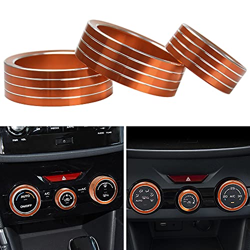 Auovo AC Knob Cover Accessories for Subaru Forester 2019-2022 / Crosstrek 2018-2022 / Impreza 2017-2022 Interior Trim Car Air Condition Switch Volume Control Ring Aluminum Alloy (Orange)
