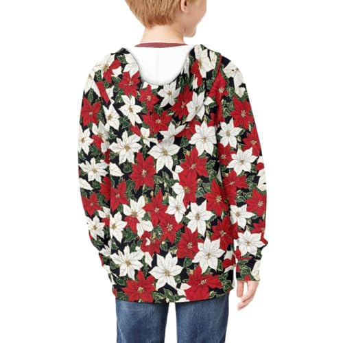 GLUDEAR Boy Girl Ugly Christmas Hoodies Kids Red Santa Claus Print Xmas Zipper Hooded Sweatshirts4