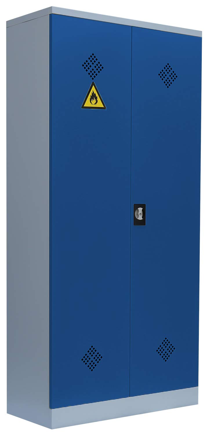 Lüllmann Umweltschrank montiert und verschweißt Gefahrstoffschrank Pflanzenschutzschrank Chemikalienschrank Spritzmittelspind 566251 lichtgrau/enzianblau 1950 x 920 x 420 mm (H x B x T)
