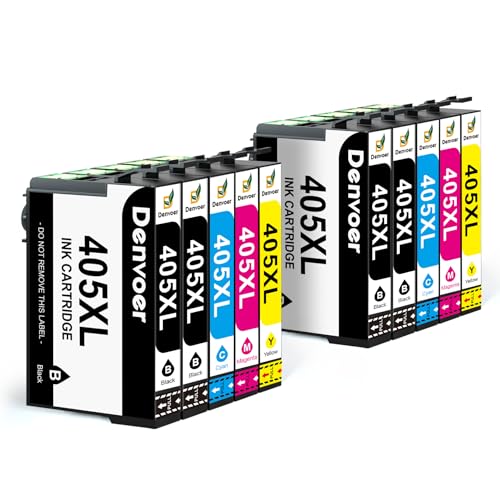 Denvoer 405XL Multipack Kompatibel für Epson 405 405XL für Epson Workforce Pro WF-4820 Patronen WF-4830 WF-3820 WF-3825 WF-4825 WF-7830 WF-7835 WF-7840 Drucker (405XL 4Schwarz 2Cyan 2Magenta 2Gelb)