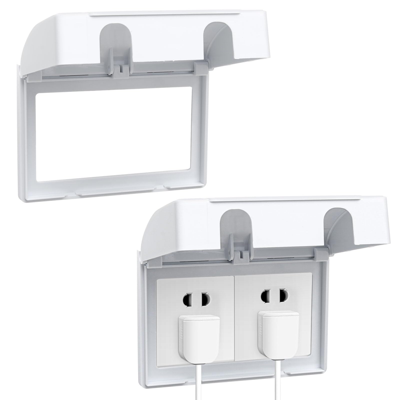 2 Pcs Plug Socket Covers UK Double Socket Cover for Safety Waterproof Socket Cover Box for Home Kitchen and School