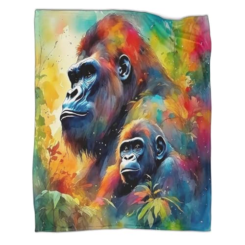 Couverture douillette gorille 3D en microfibre moelleuse supérieure