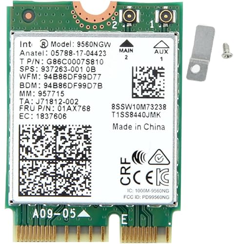 A-DIGISHUO Wireless WiFi Card 9560AC NGW Dual Band Bluetooth 5.0 Network Card 1730 Mbps 2.4G/5G Suitable for Samsung/Dell/Sony/Acer/IUS/MSI/CLEVO/Terransforce/Hasee (9560AC M2)