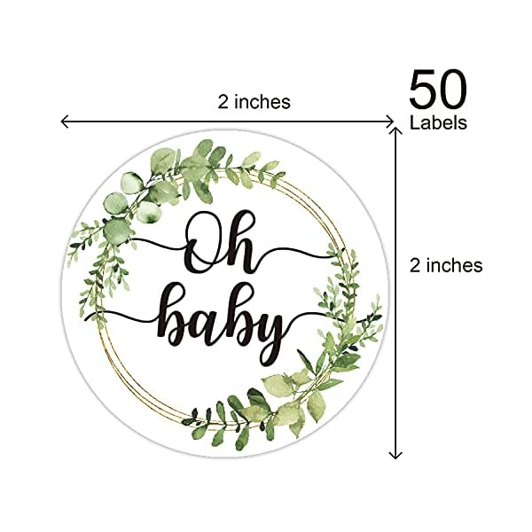 Grüner Kranz Oh Baby geschlechtsneutrale Aufkleber – Babyparty-Aufkleber – Dankeschön-Etiketten für Babyparty, 5,1 cm – Bild 4