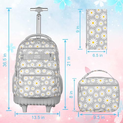 gxtvo Rolling Backpack for Womens and Mens, Adults Wheeled Bookbag with Lunch Box for Girls and Boys.4