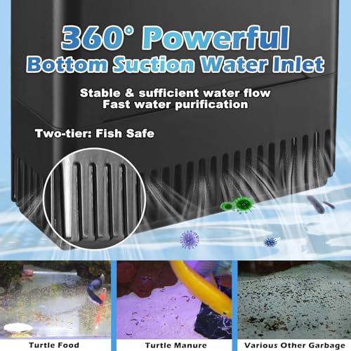 Image of Turtle Tank Filter Aquarium Fish Filter w /U-V Light for Large 40-150 Gallon