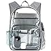 BAJNOKOU Clear Backpack Heavy Duty Pvc Bookbag for School - See Through Transparent Stadium Approved Backpacks for Women Concert Sport Venues Work Travel,Grey