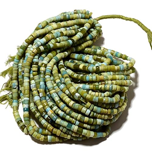 Perles opale verte d'exception en 6.5mm de style Heishi pour joaillerie artisanale haut de gamme - 2