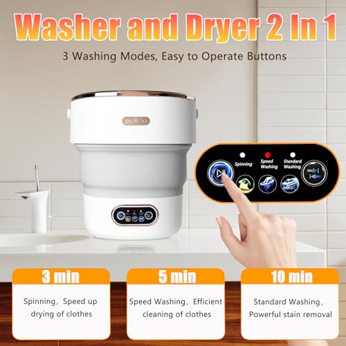 Portable Washing Machine,15L Collapsible Mini Washer with 3 Cleaning Modes Drain Basket Small Foldable Laundry Machine for Travel Camping Dorms RVs Apartments Baby Clothes Underwear Socks Delicates - Image 5