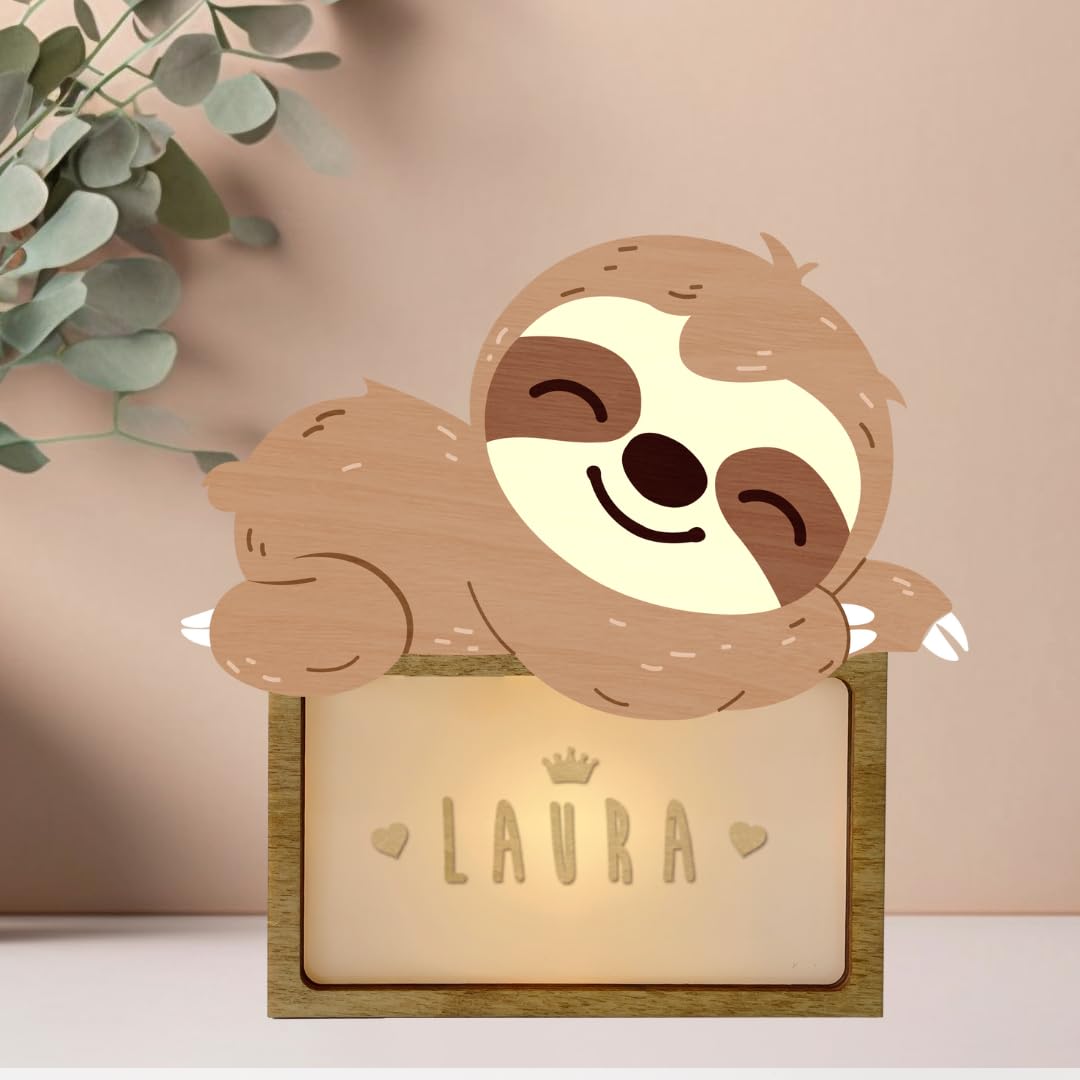 Luce Notturna Bambini Personalizzabile Con Nome - Lampada Animale USB, Regalo Per Neonato E Compleanno