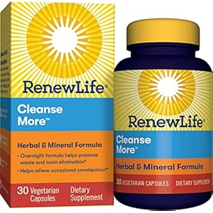 Renew Life Detox Cleanse More, Helps Reduce Bloating & Restore Regularity, Overnight Constipation Relief, Soy, Dairy & Gluten Free, 30 Capsules