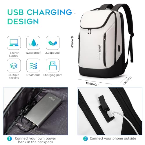 Image of BANGE Business Smart Backpack Waterproof fit 15.6 Inch Laptop Backpack with USB Charging Port,Travel Durable Backpack