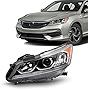 AKKON - Fits 2016-2017 Honda Accord LX 4Door Sedan [Halogen Type] Projector Headlight Chrome Headlamp Driver Left Side
