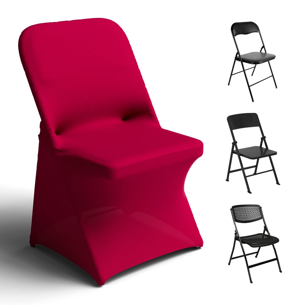 Trlyc Burgundy Spandex Chair Covers 100 Pcs for Wedding Party