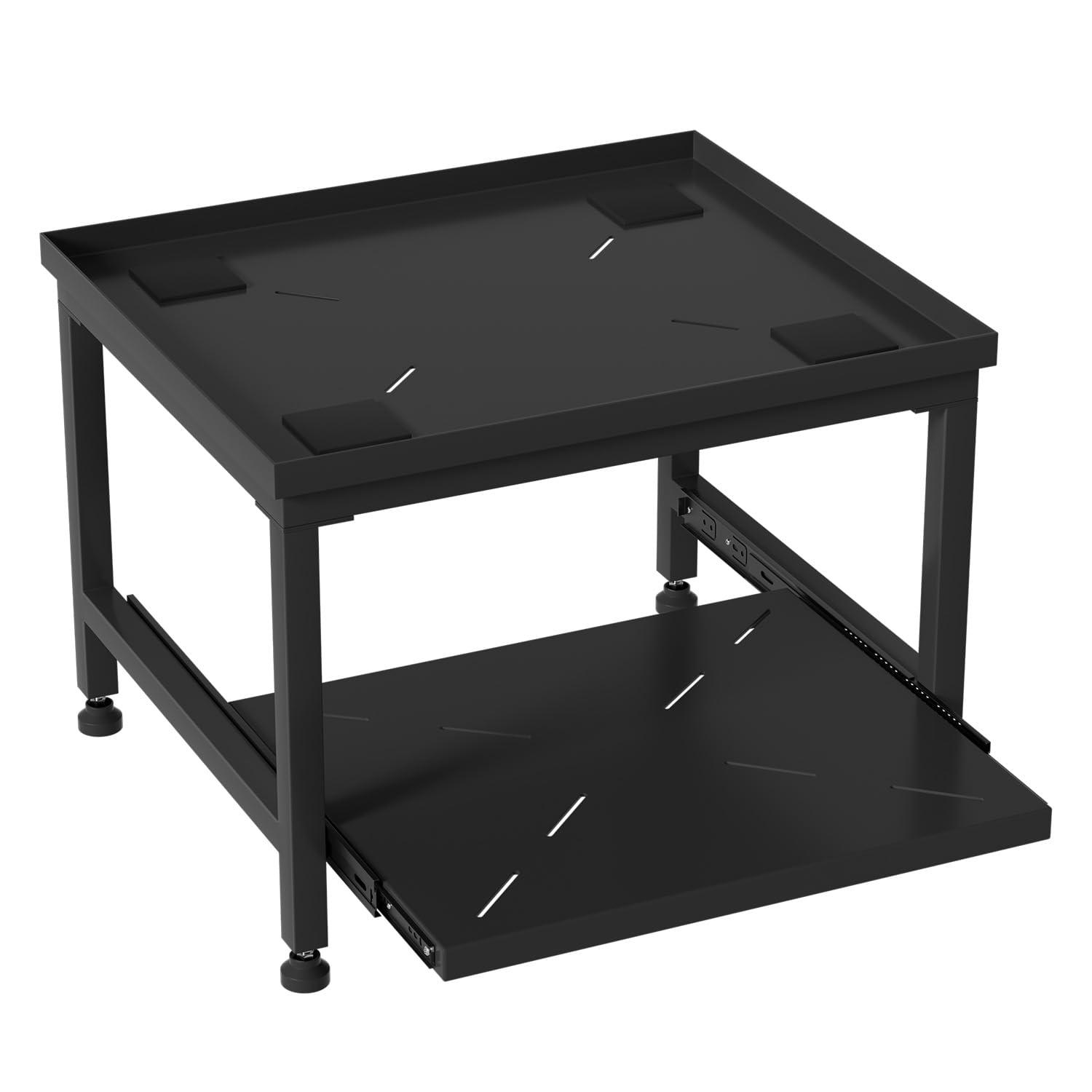 Herrselsam Soporte para lavadora con cajón, 45,5 cm de altura, capacidad de carga de 200 kg, soporte con patas ajustables y almohadillas antivibraciones, pedestal para secadora, frigorífico, lavadora