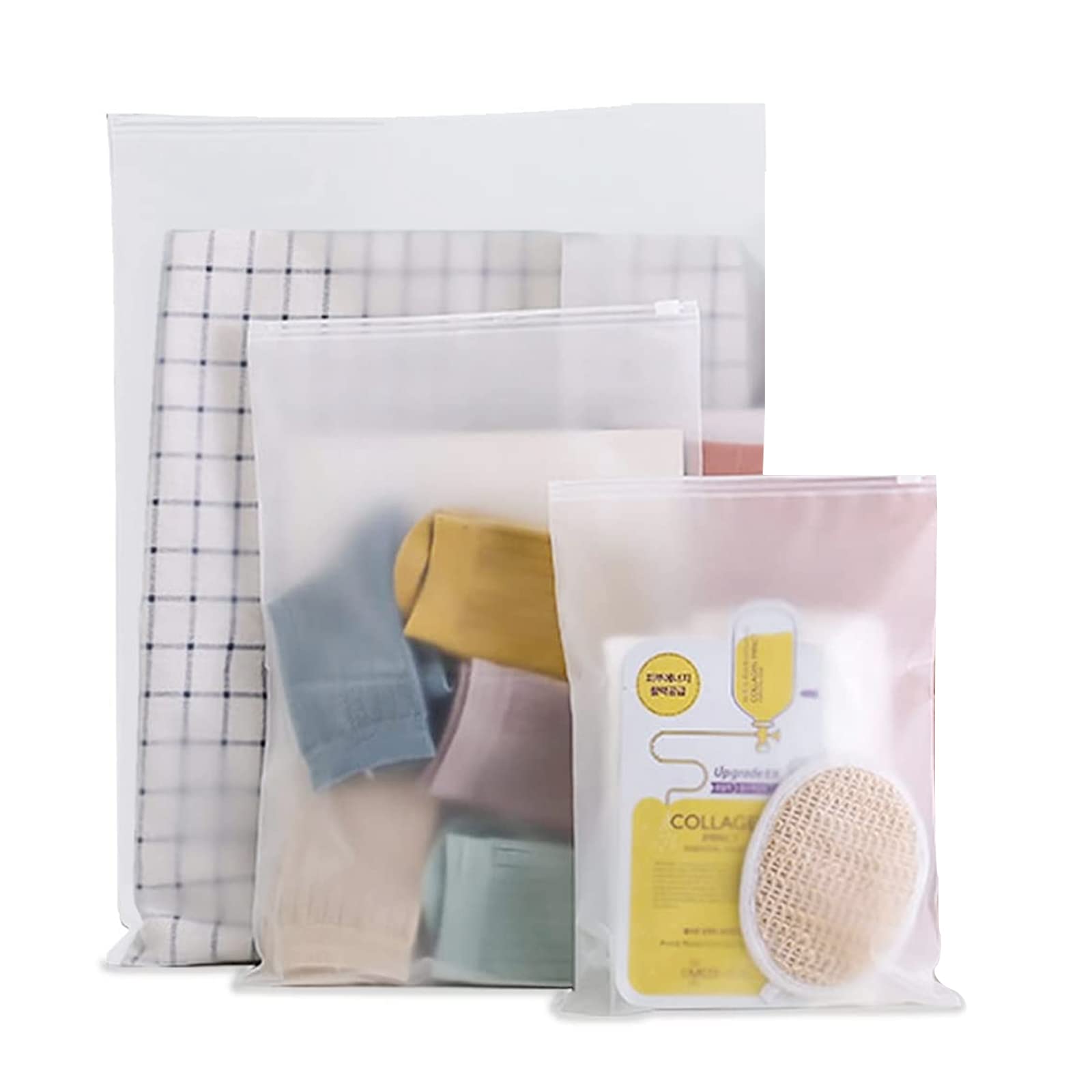 BLBK Clothes Bags, 12 Pcs Frosted reusable sealed bag, Travel Storage Bags, Ziplock Seal Bags, For travel clothing, cosmetics and toiletries storage, Save space
