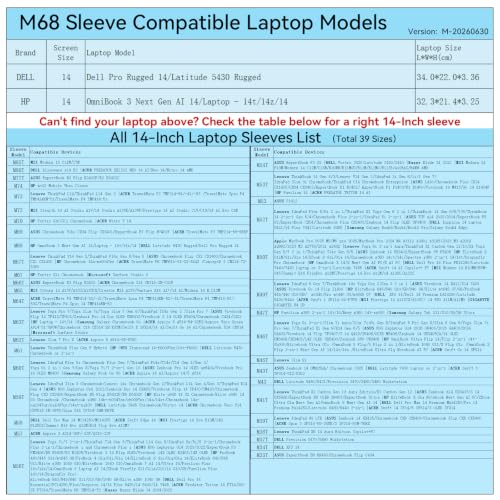 Image of Smatree M68 Hard Protective 14 inch Laptop Sleeve Case for HP /DELL | Compatible for HP OmniBook 3 Next Gen AI 14, HP Laptop 14t /14z /14, for DELL Pro Rugged 14 /Latitude 5430 Rugged (X8260)