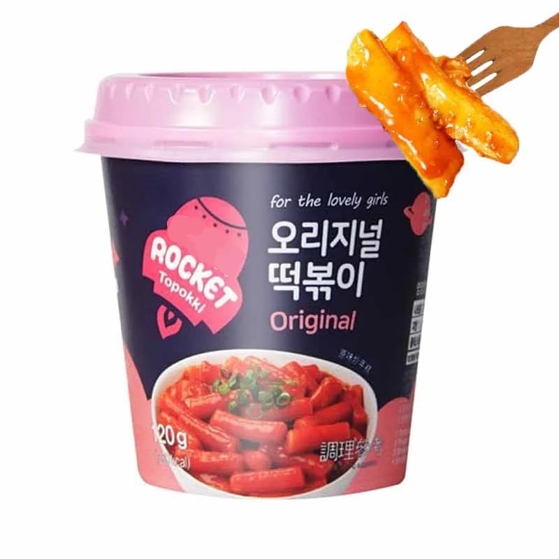 YIJIA | Rocket Tteokbokki Coreano instantáneo 120g - Pastel de arroz pollo picante sabor Original