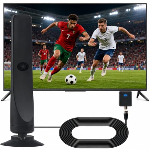 Wave Max Antenne TV Festberg Hitenna HDTV TV Antenne Indoor für Digitale Sender mit Einfachem Anschluss für Fernseher Receiver Wohnmobil und Camping (1 Stück)
