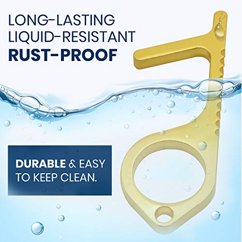 BrightKey Clean Key Brass Hand Tool - No Touch Brass Door Opener EDC Tool - Hygiene Keychain Touchless CleanKey - Safe Touch Contactless Multitool